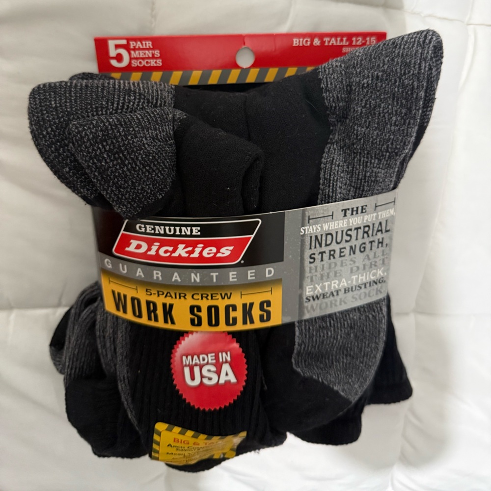 Dickies Big & Tall Socks 12-15 Mens